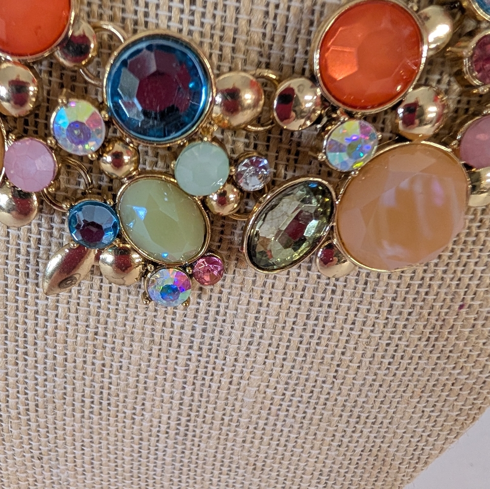 Necklace Bib Rhinestone Colorful Eye Catching - Picture 3 of 4